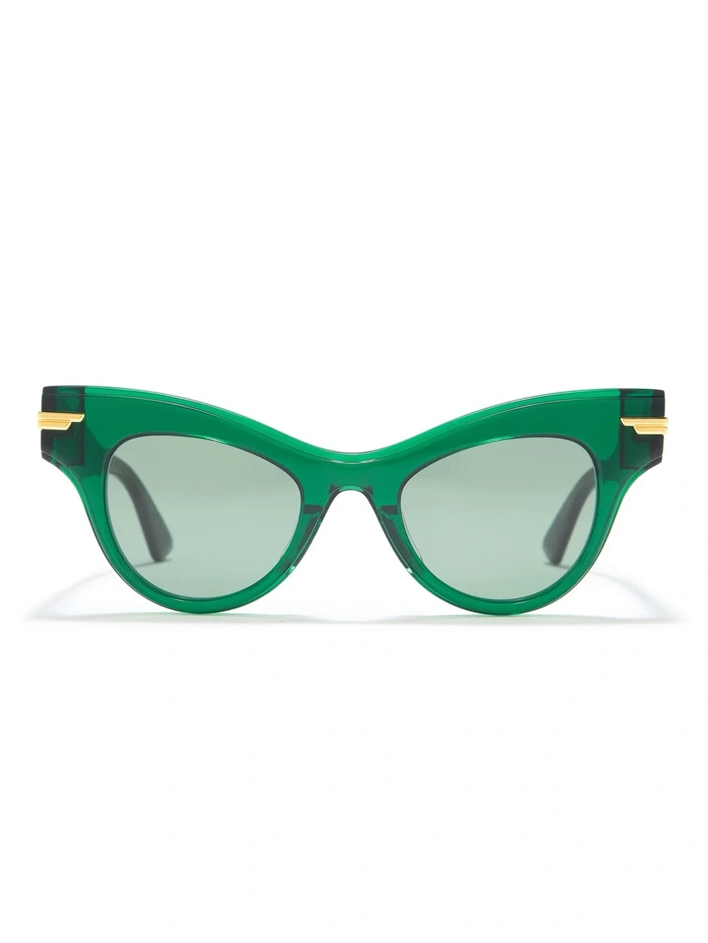 Bottega Veneta Green Cat-Eye Sunglasses with Gold Accents